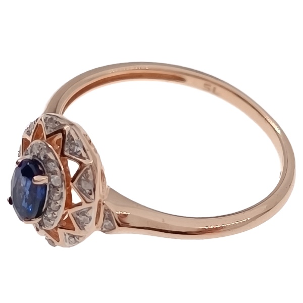 Кольцо из золота 585 пробы с бриллиантами и сапфиром с.