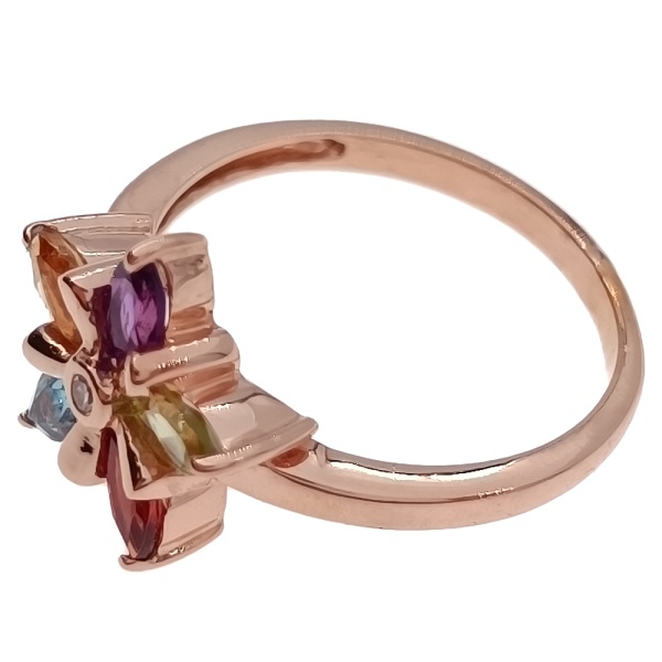 Кольцо из золота 585 пробы с самоцветами и бриллиантом