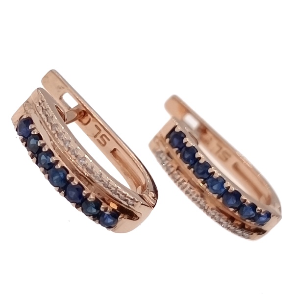 Серьги из золота 585 пробы с бриллиантами и сапфиром с.