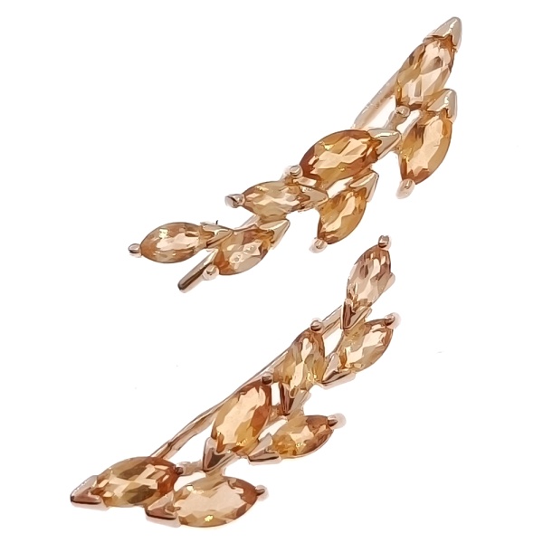 Серьги из золота 585 пробы с цитрином