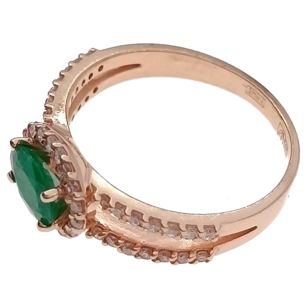 Кольцо из золота 585 пробы с бриллиантами и изумрудом