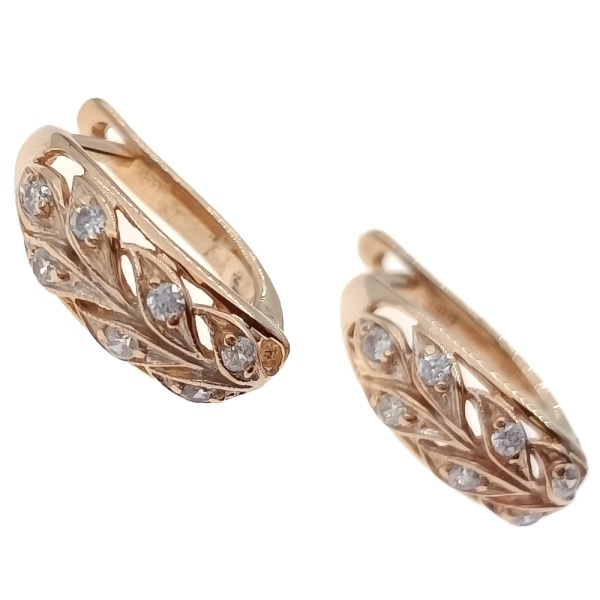 Серьги из золота 585 пробы с фианитом