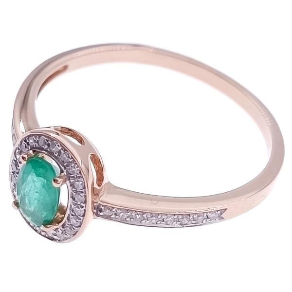 Кольцо из золота 585 пробы с бриллиантами и изумрудом