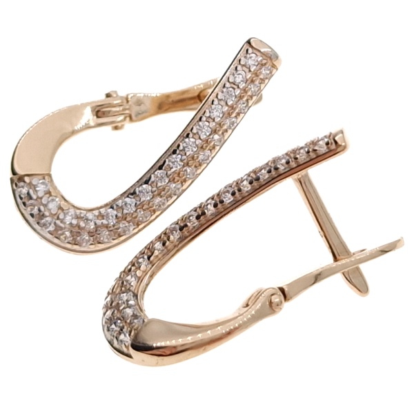 Серьги из золота 585 пробы с фианитом