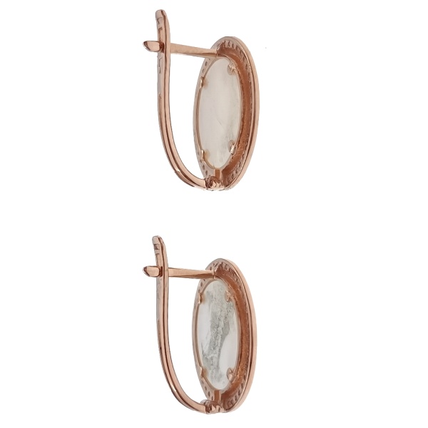 Серьги из золота 585 пробы с перламутром и фианитом