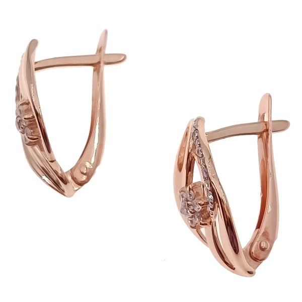 Серьги из золота 585 пробы с фианитом