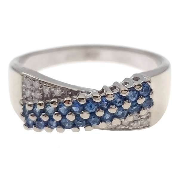 Кольцо из золота 585 пробы с бриллиантами и сапфиром