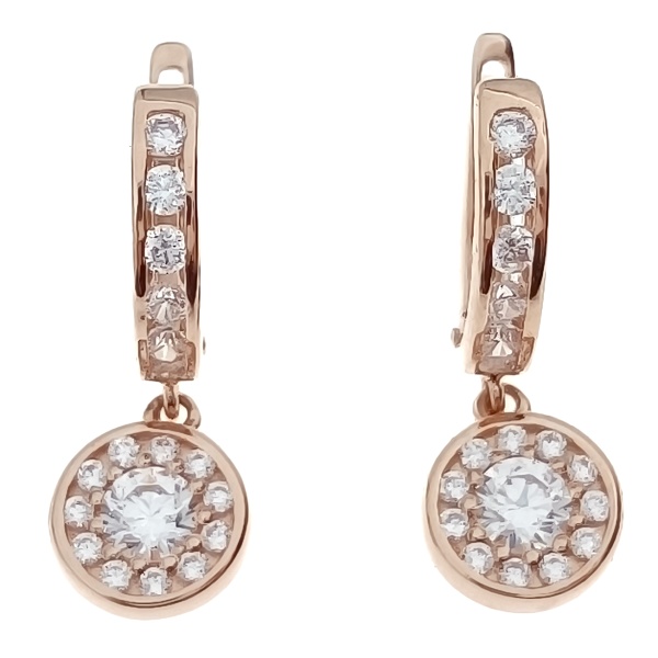 Серьги из золота 585 пробы с фианитом