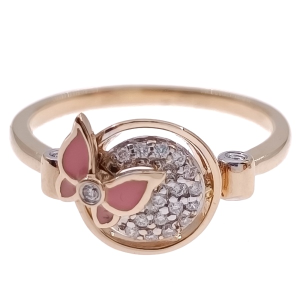 Кольцо из золота 585 пробы с бриллиантами и эмалью