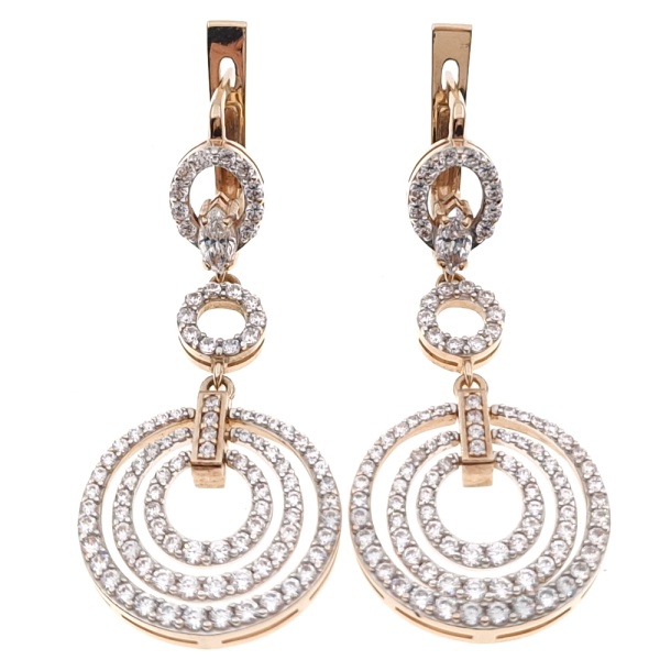 Серьги из золота 585 пробы с фианитом