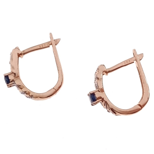 Серьги из золота 585 пробы с бриллиантами и сапфиром