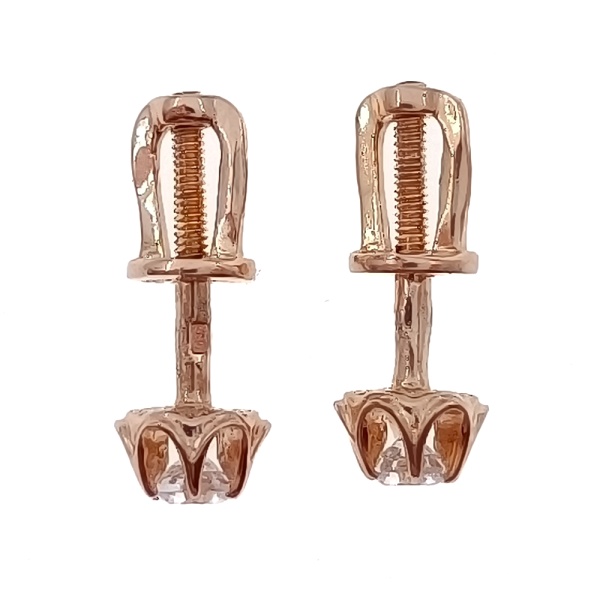 Пусеты из золота 585 пробы с фианитом