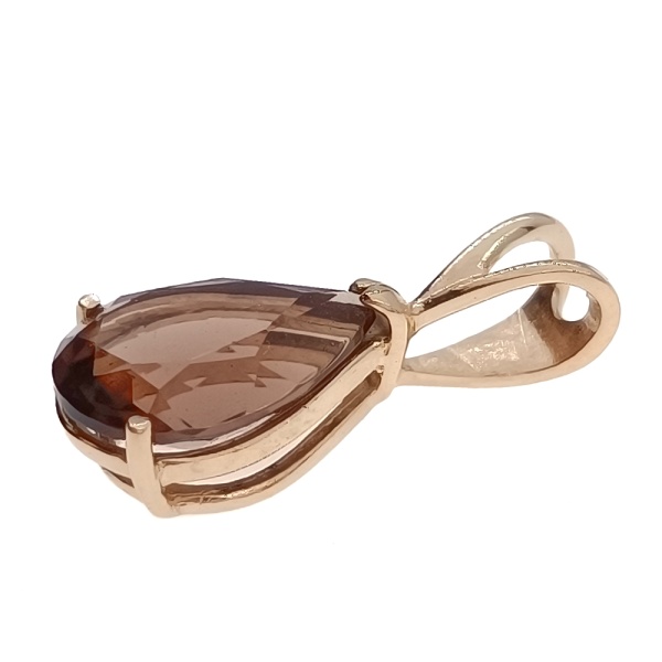Кулон из золота 585 пробы с дымчатым кварцем