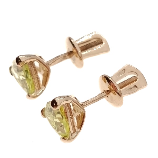 Пусеты из золота 585 пробы с фианитом