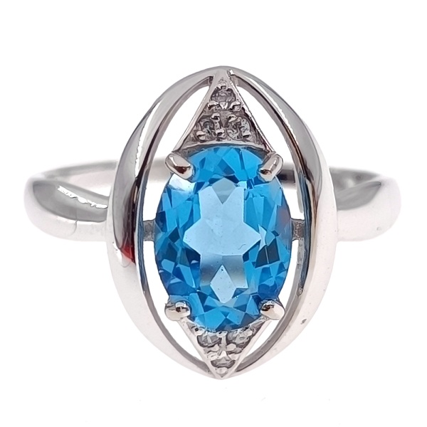 Кольцо из золота 585 пробы с топазом и фианитом