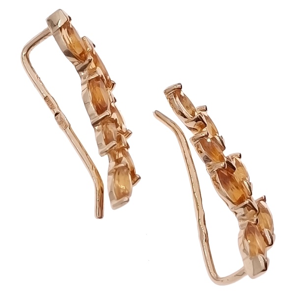 Серьги из золота 585 пробы с цитрином