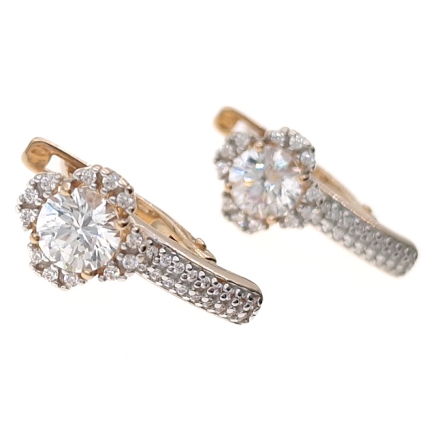 Серьги из золота 585 пробы с фианитом