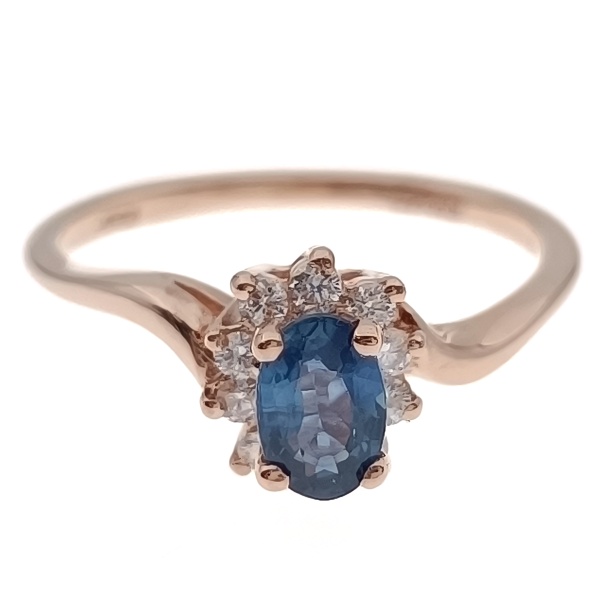 Кольцо из золота 585 пробы с бриллиантами и сапфиром