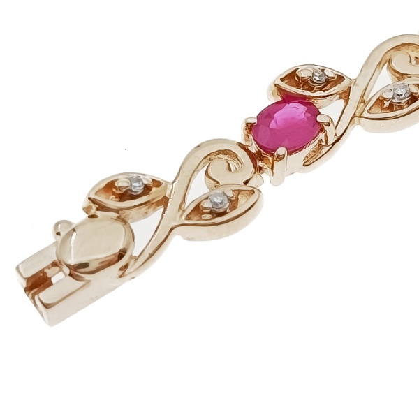 Браслет из золота 585 пробы с бриллиантами и рубином