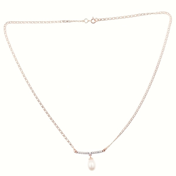 Колье из золота 585 пробы с жемчугом и фианитом