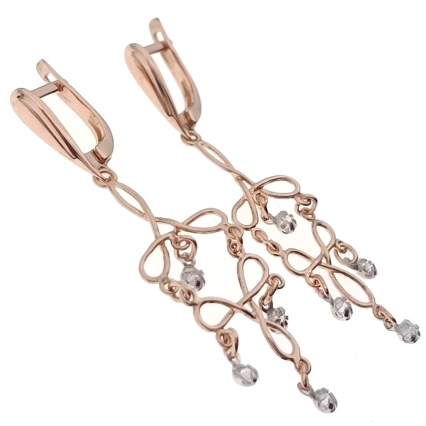 Серьги из золота 585 пробы с фианитом