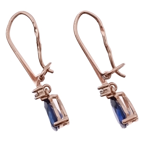 Серьги из золота 585 пробы с бриллиантами и сапфиром с.