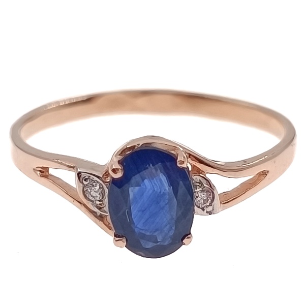 Кольцо из золота 585 пробы с бриллиантами и сапфиром