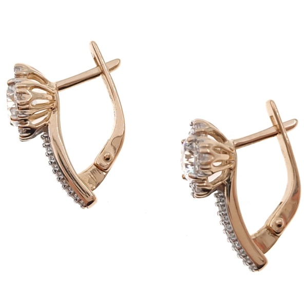 Серьги из золота 585 пробы с фианитом