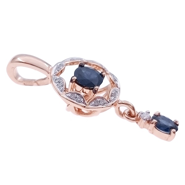 Кулон из золота 585 пробы с бриллиантами, сапфиром